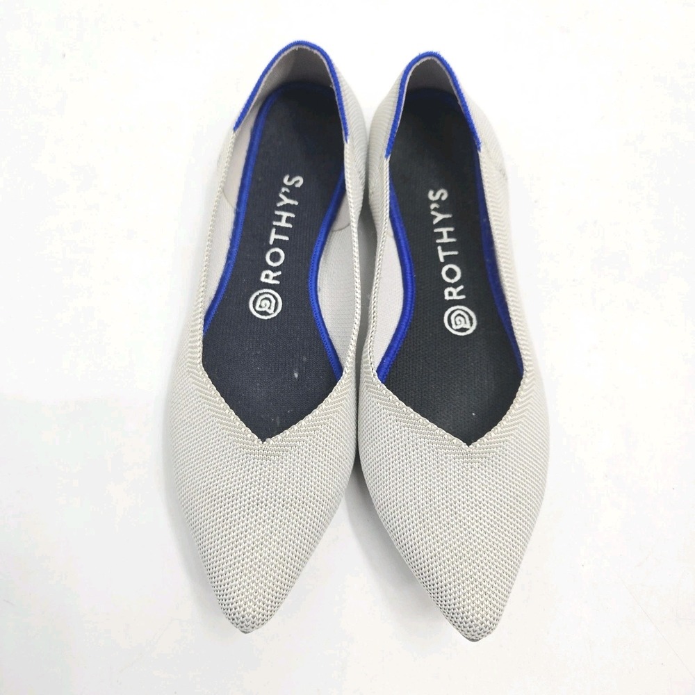 Rothy's The Point Toe Women's Size 9 Flats Flax Birdseye Cream Gray Slip‎ On